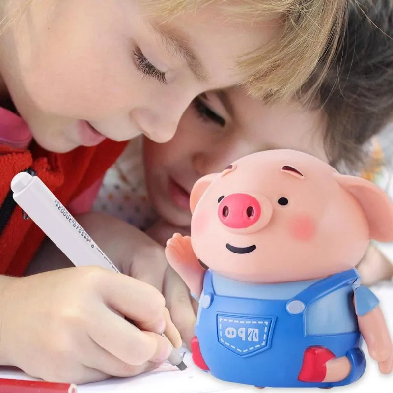 Scribing induction pig toy robot with line-following feature, eco-friendly ABS, LED lights, 8cm width