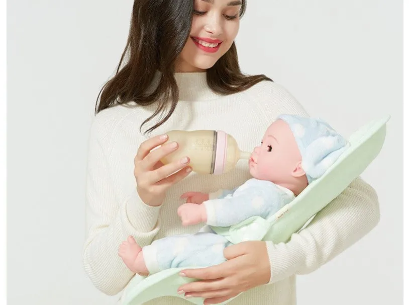 Beige breastfeeding pillow with cross embracing design for neonatal anti-emeic support, plain pattern
