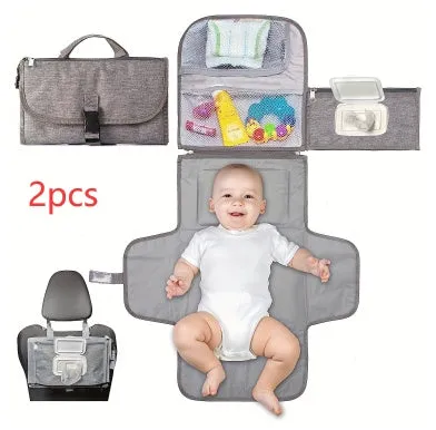 Portable waterproof baby change pilch in solid blue colour with Oxford fabric and PEVA lining