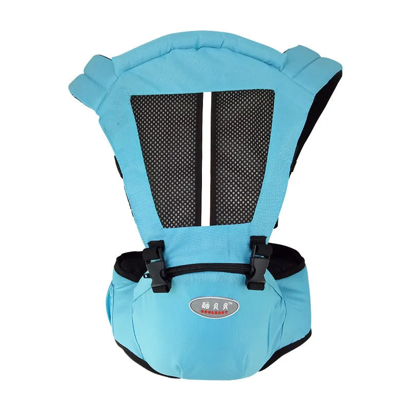 Front hold baby carrier waist stool with blue 3D breathable mesh for 3-36 months baby up to 20KG