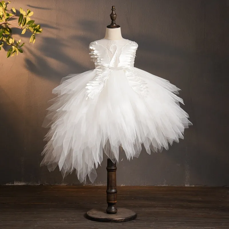 Flower girl wedding dress with crystal detail in nylon fabric available in four colours