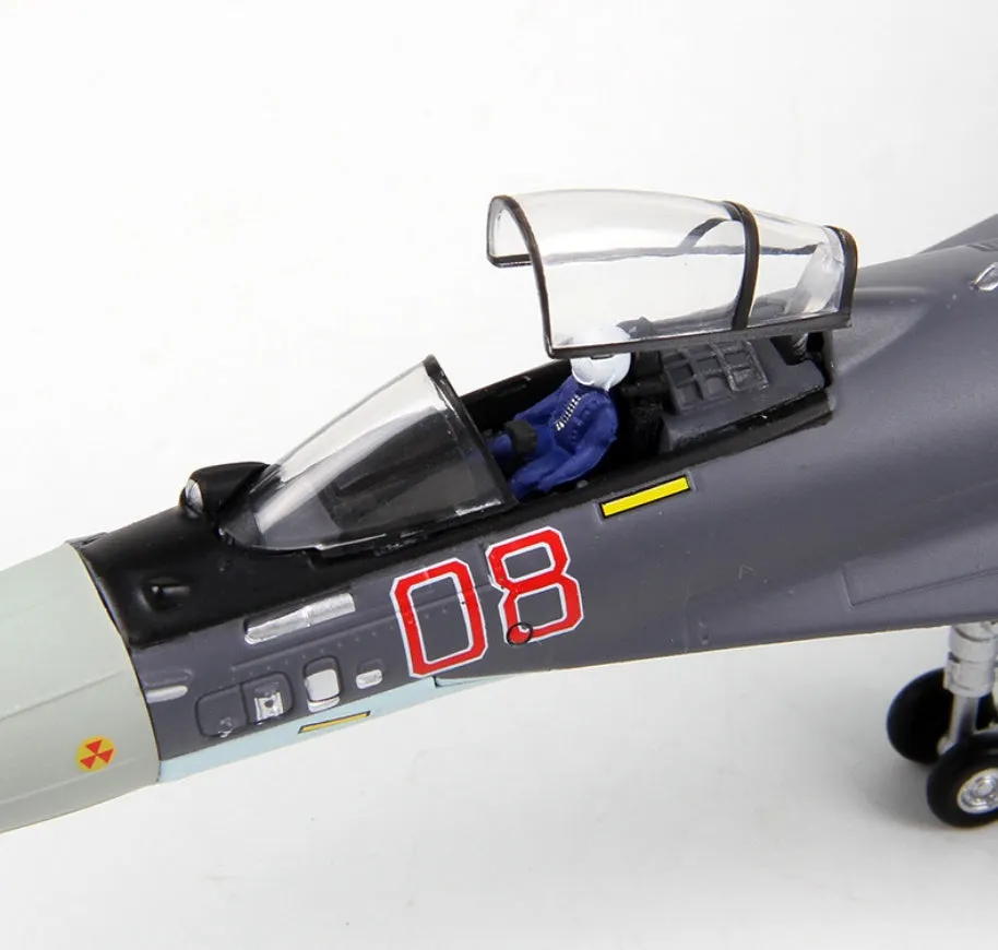 Su35 die-cast model in 1/72 scale with Russian camouflage paint finish on a white background