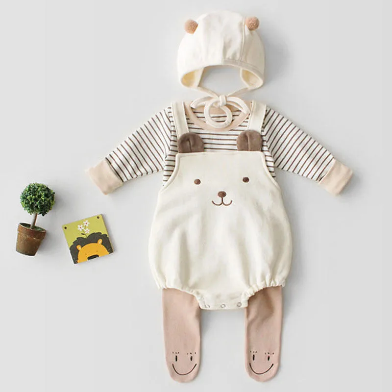 Baby sleeveless strapless cotton robe with detachable hood in brown or white on a plain background