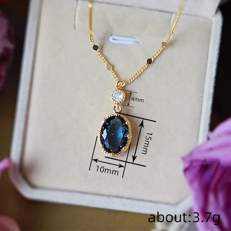 Gold colour retro geometric pendant on a copper fashion necklace chain.