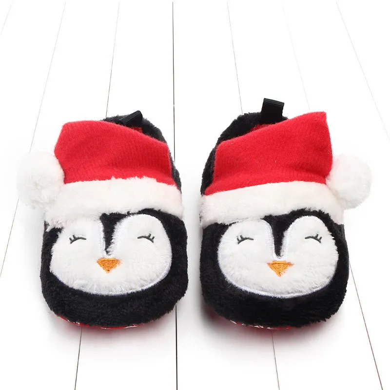 Christmas gift toddler shoes coral fleece non-slip cartoon slippers Santa Claus design