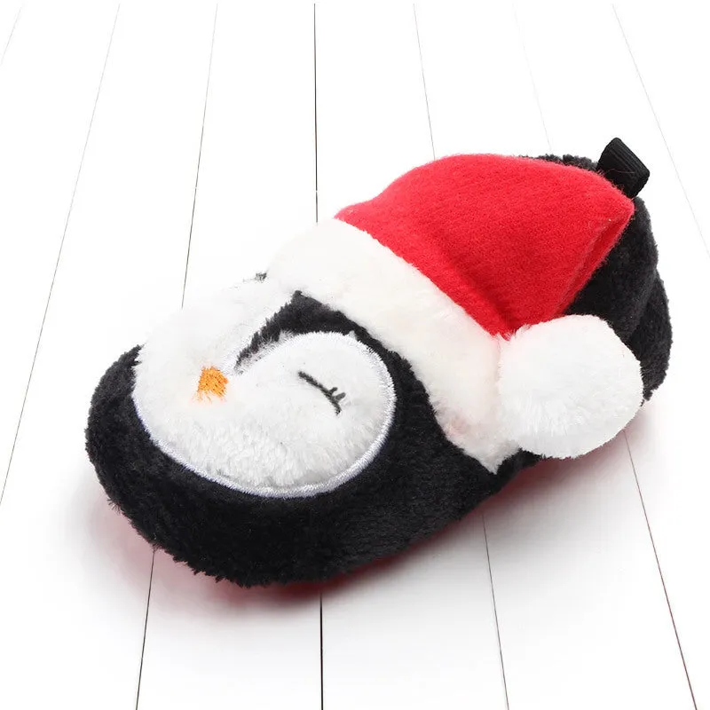 Christmas gift toddler shoes coral fleece non-slip cartoon slippers Santa Claus design
