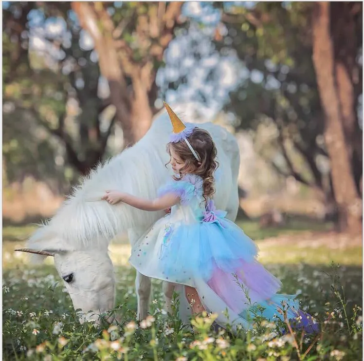 White girls princess dress with cake skirt and short sleeves for spring summer events