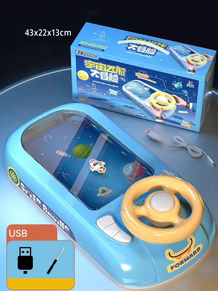Children's simulation driving steering wheel toy in Racing Adventure style by Cojump, plastic construction, indoor educational toy
