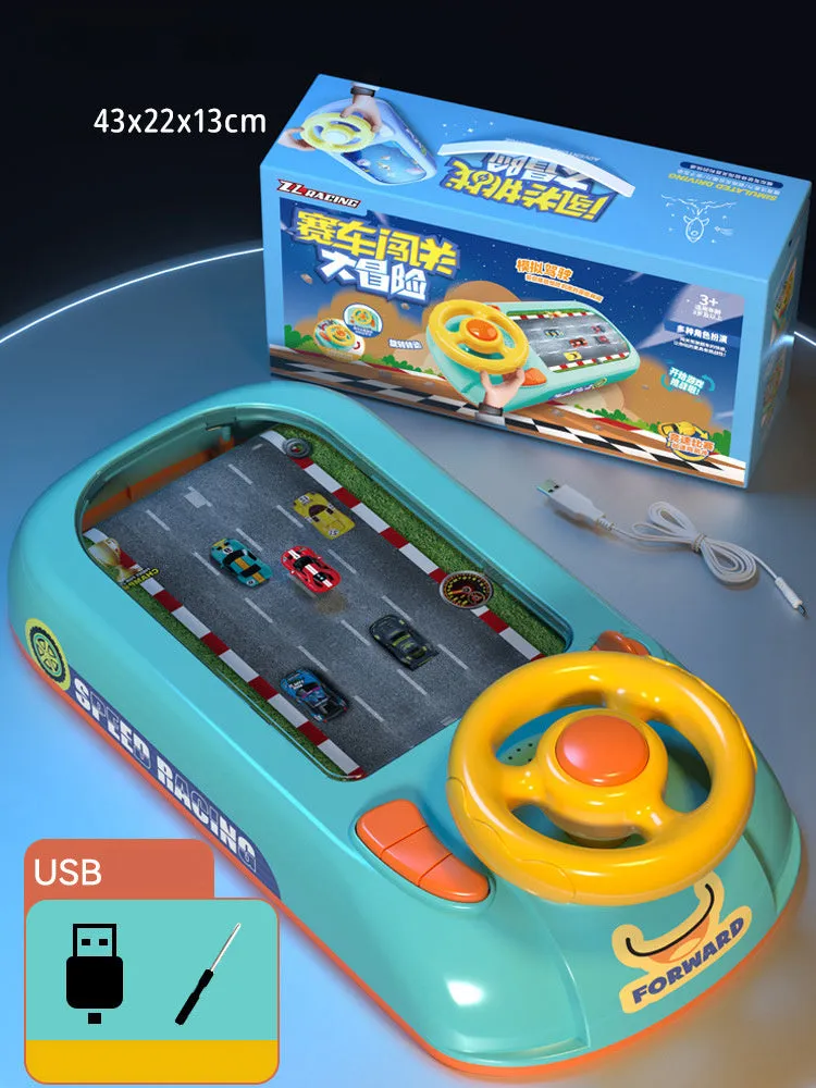 Children's simulation driving steering wheel toy in Racing Adventure style by Cojump, plastic construction, indoor educational toy