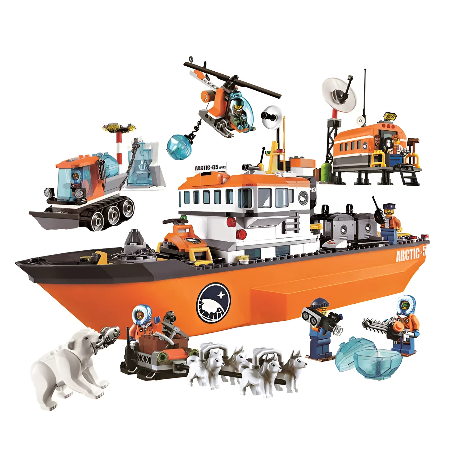 Arctic icebreaker fleet building blocks 760 pieces box 50x39.5x8.5cm multiple vehicles