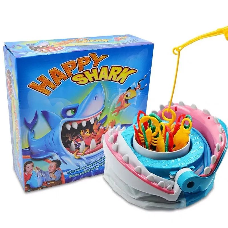 Jaws biting game shark toy in blue, ABS plastic, 20x18x10cm stationary size