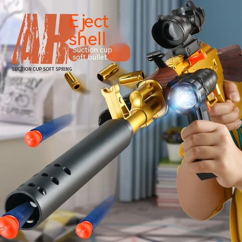 Children's toy soft bullet gun in Silver colour with plastic construction and soft darts