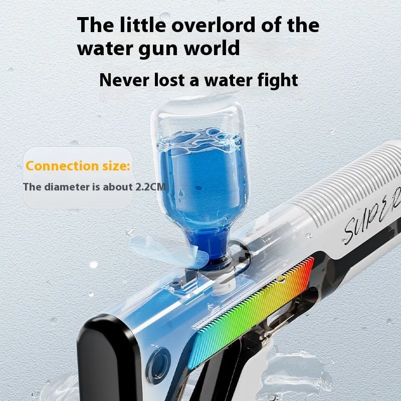 Automatic feeding electric water gun in blue with plastic body and USB port, 42x17x5 cm outdoor toy
