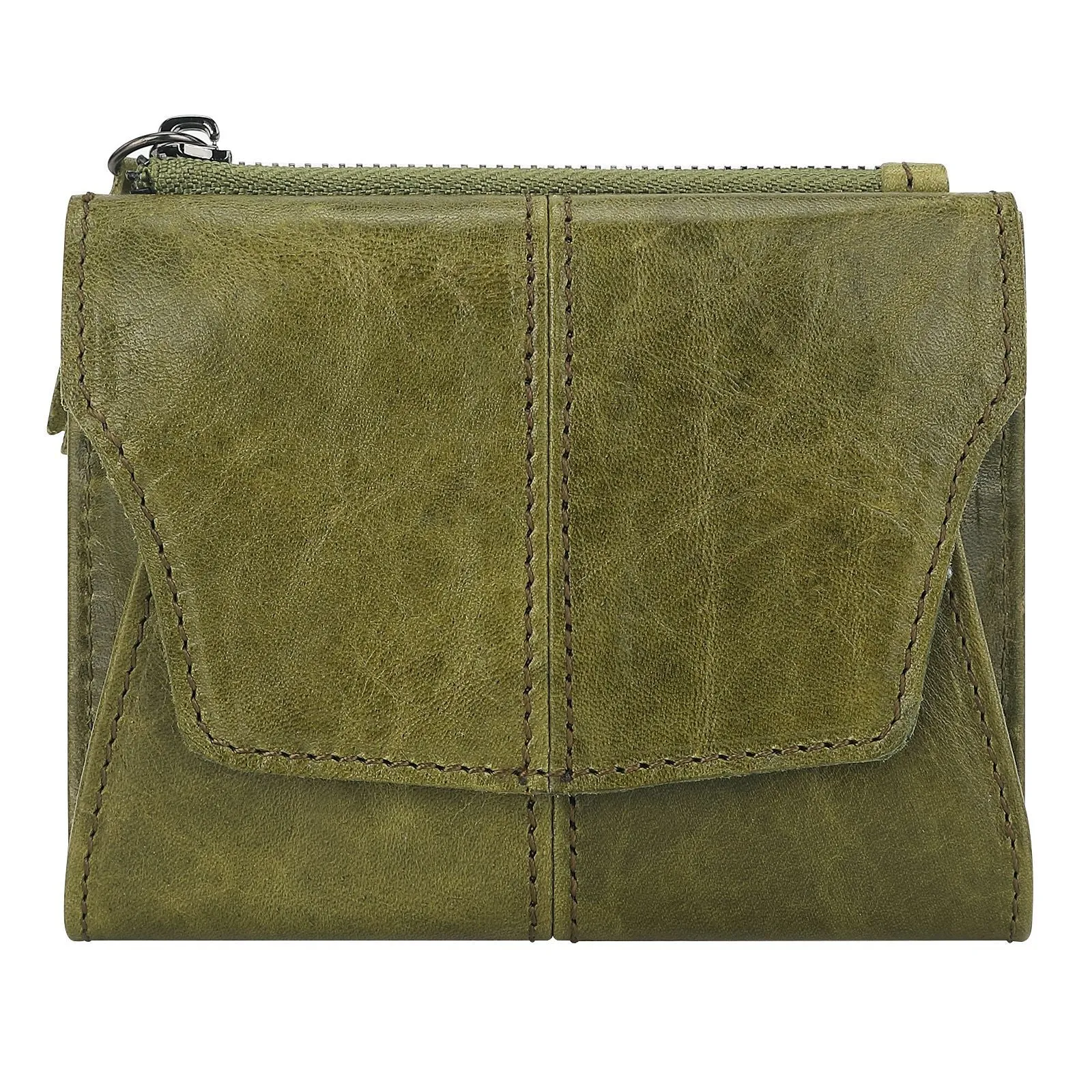 Genuine cowhide leather coin purse with stitching details in six colour options