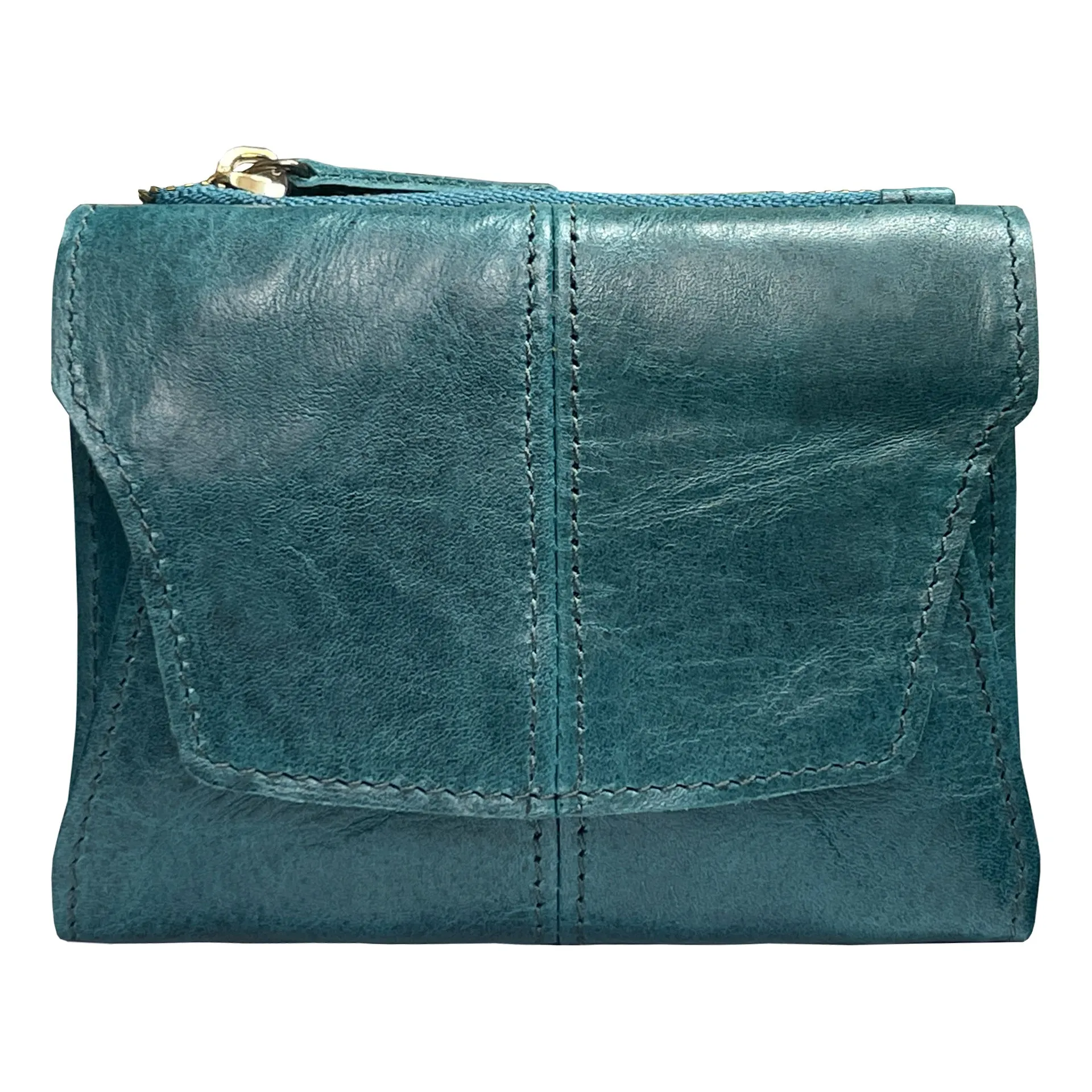 Genuine cowhide leather coin purse with stitching details in six colour options