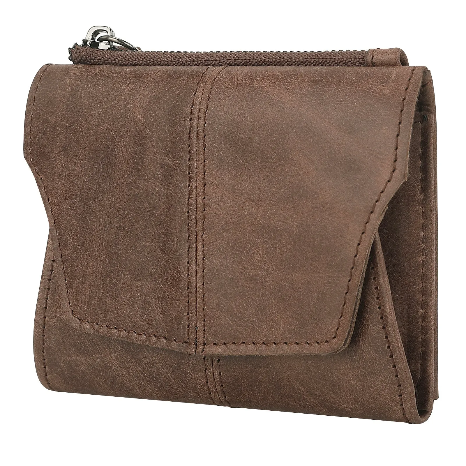 Genuine cowhide leather coin purse with stitching details in six colour options