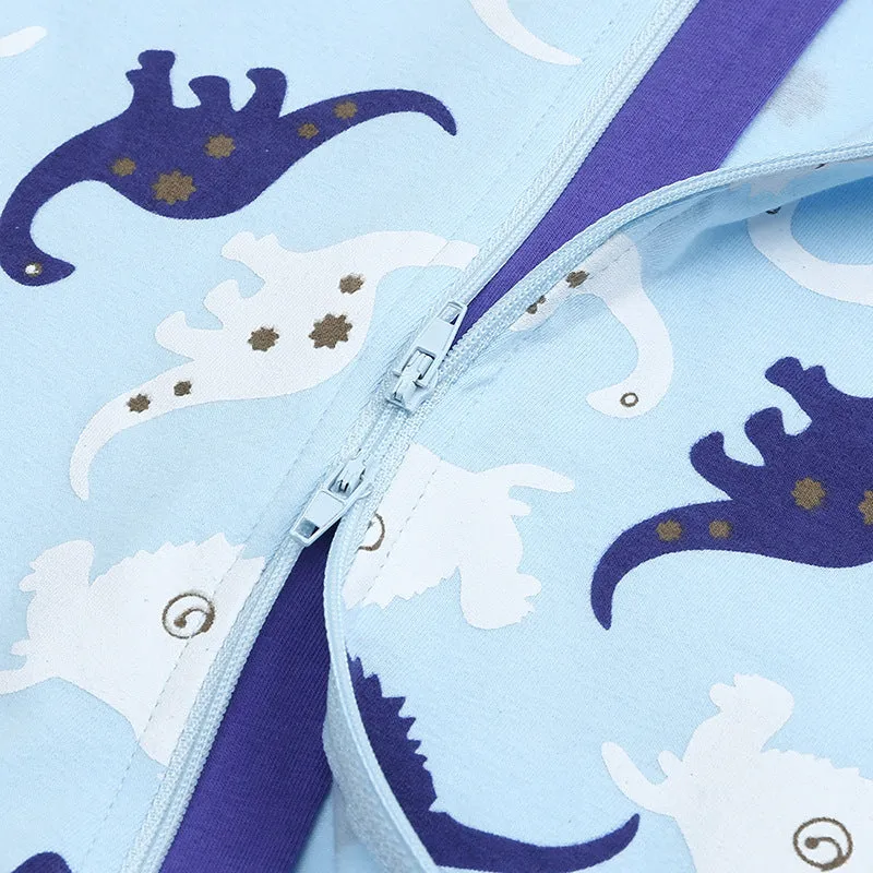 Kids Tales blue cotton baby jumpsuit with short sleeves and zipper closure
