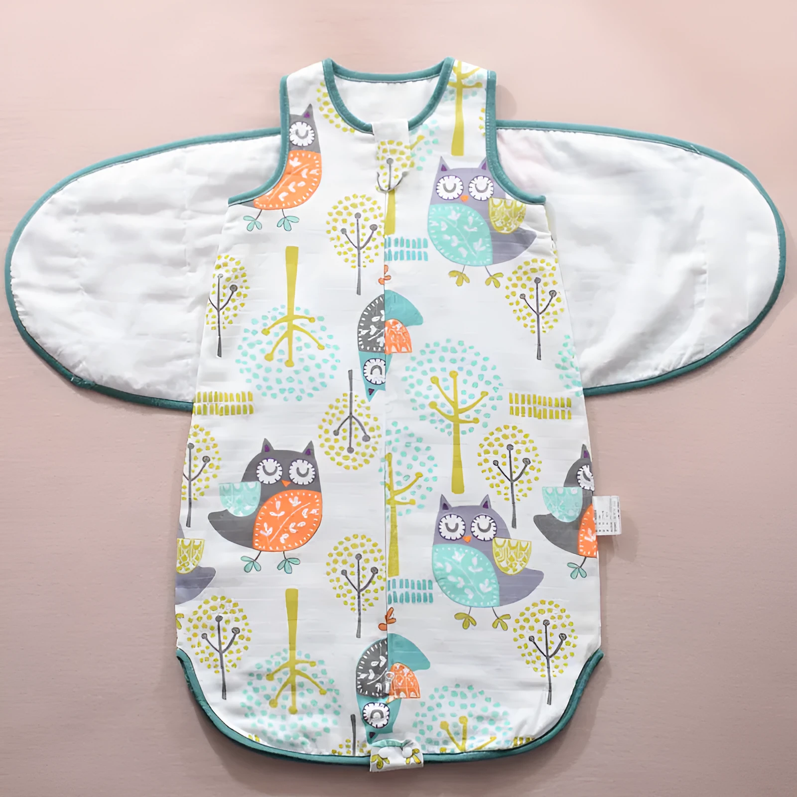 Cotton infant sleeping bag in cocoon style with wings, 75 cm, cartoon pattern, for baby 0-3 years