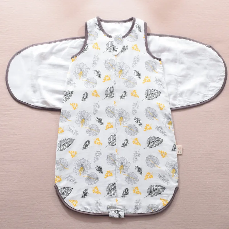 Cotton infant sleeping bag in cocoon style with wings, 75 cm, cartoon pattern, for baby 0-3 years
