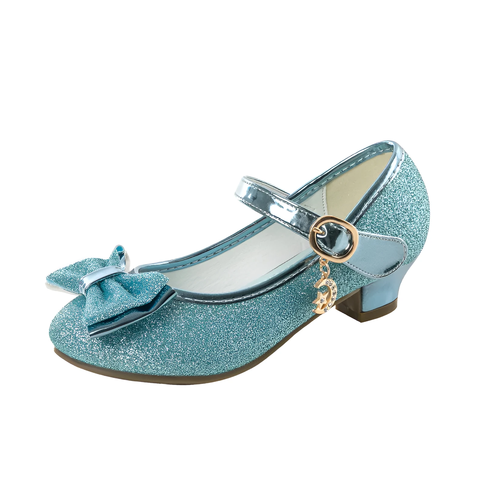 Girls crystal leather shoes with Velcro strap, purple synthetic leather upper