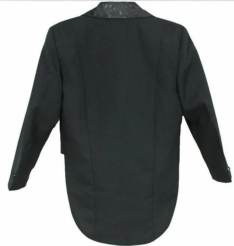 Children's formal suit set in black with long sleeves and trousers, isolated on white background