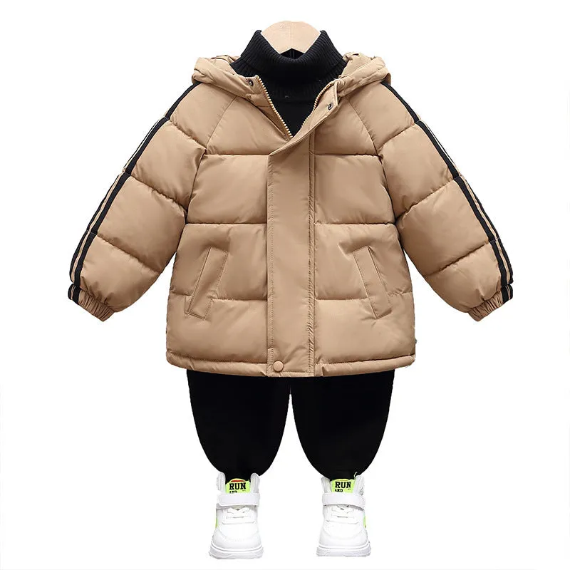 Children's thickened zip-up hooded winter coat in four colours for heights 100-150cm