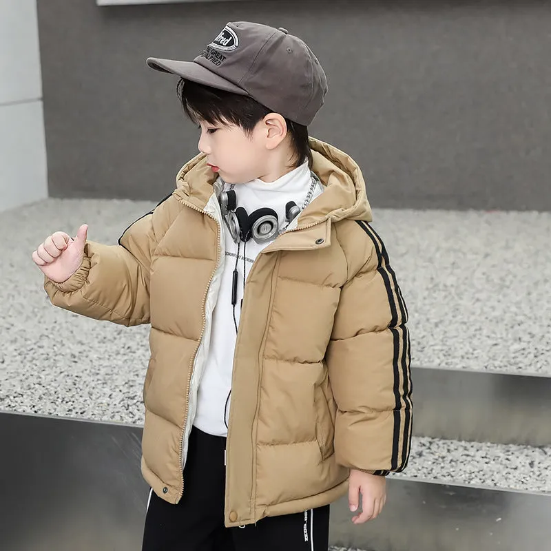 Children's thickened zip-up hooded winter coat in four colours for heights 100-150cm