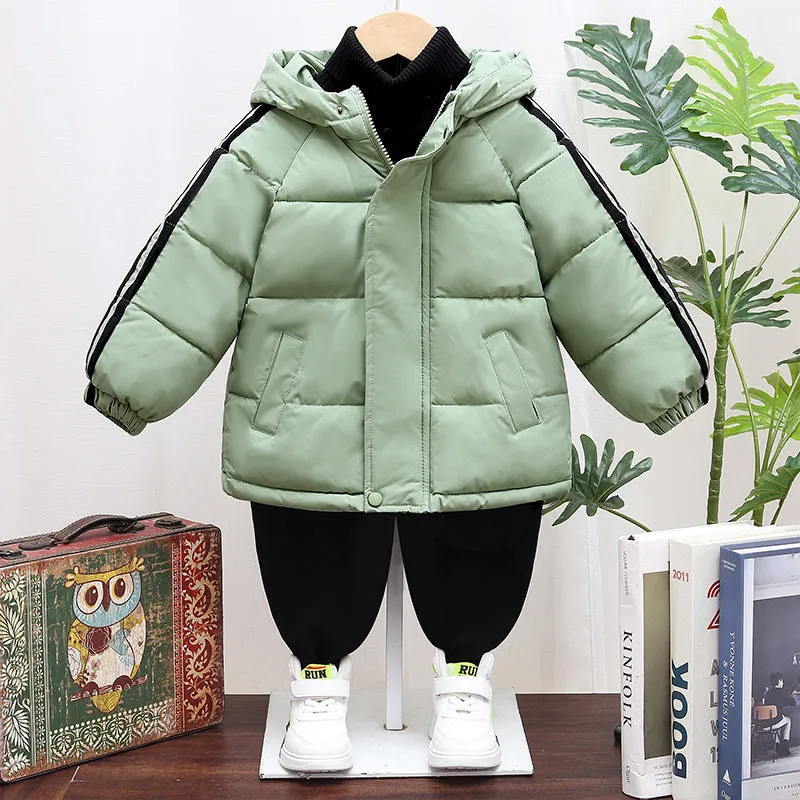 Children's thickened zip-up hooded winter coat in four colours for heights 100-150cm