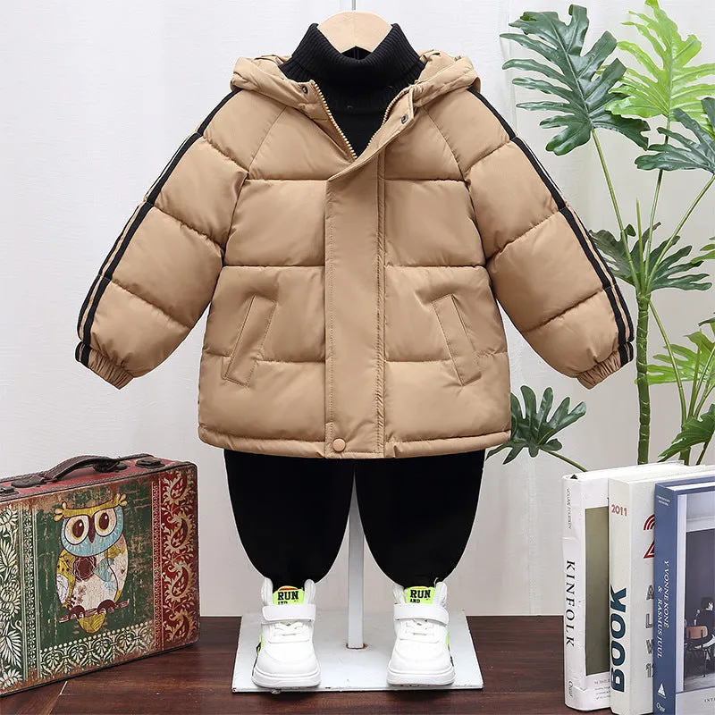 Children's thickened zip-up hooded winter coat in four colours for heights 100-150cm
