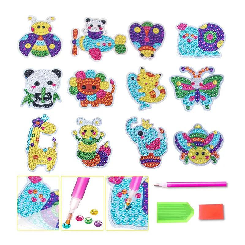 Plastic diamond sticker fridge magnet set in colour box 25cm by 20cm by 4.8cm