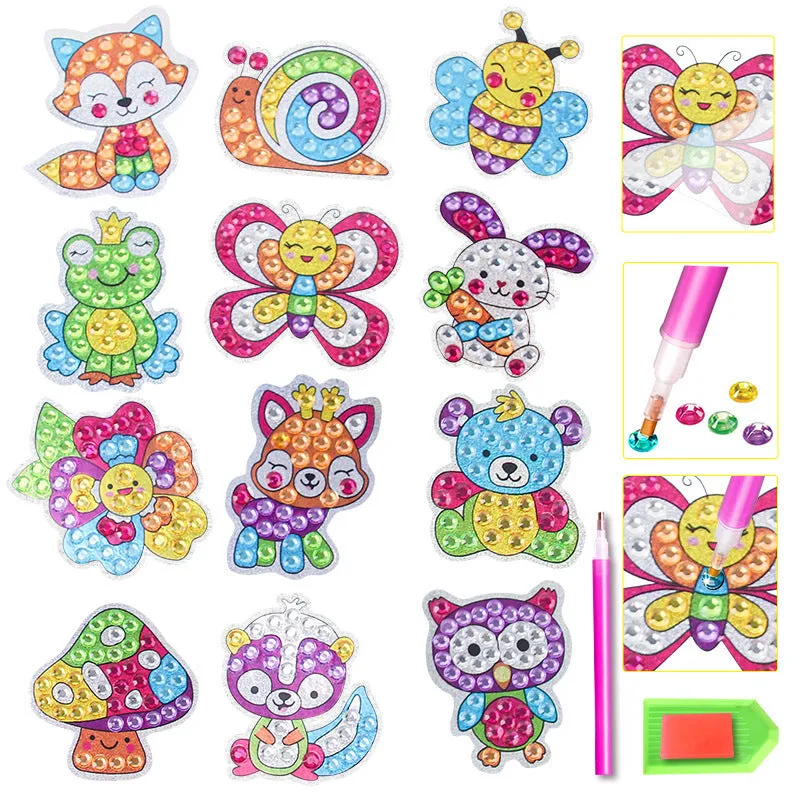 Plastic diamond sticker fridge magnet set in colour box 25cm by 20cm by 4.8cm