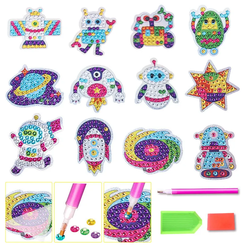 Plastic diamond sticker fridge magnet set in colour box 25cm by 20cm by 4.8cm