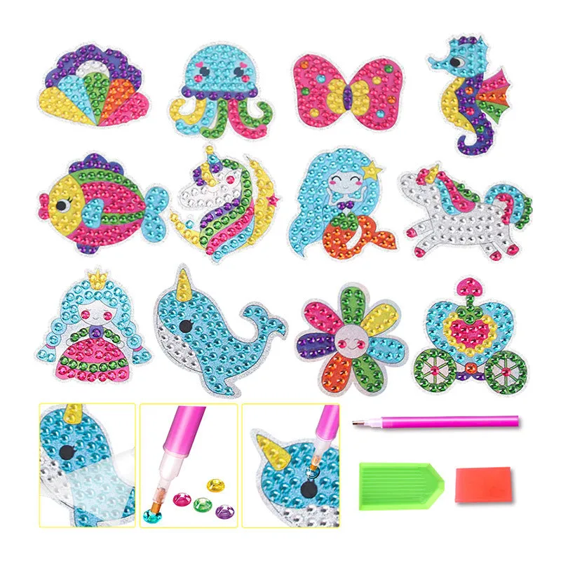 Plastic diamond sticker fridge magnet set in colour box 25cm by 20cm by 4.8cm