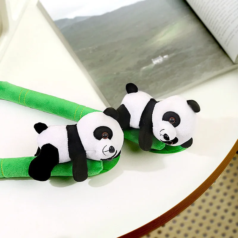 Bamboo panda plush doll ornament 34cm tall holding bamboo style