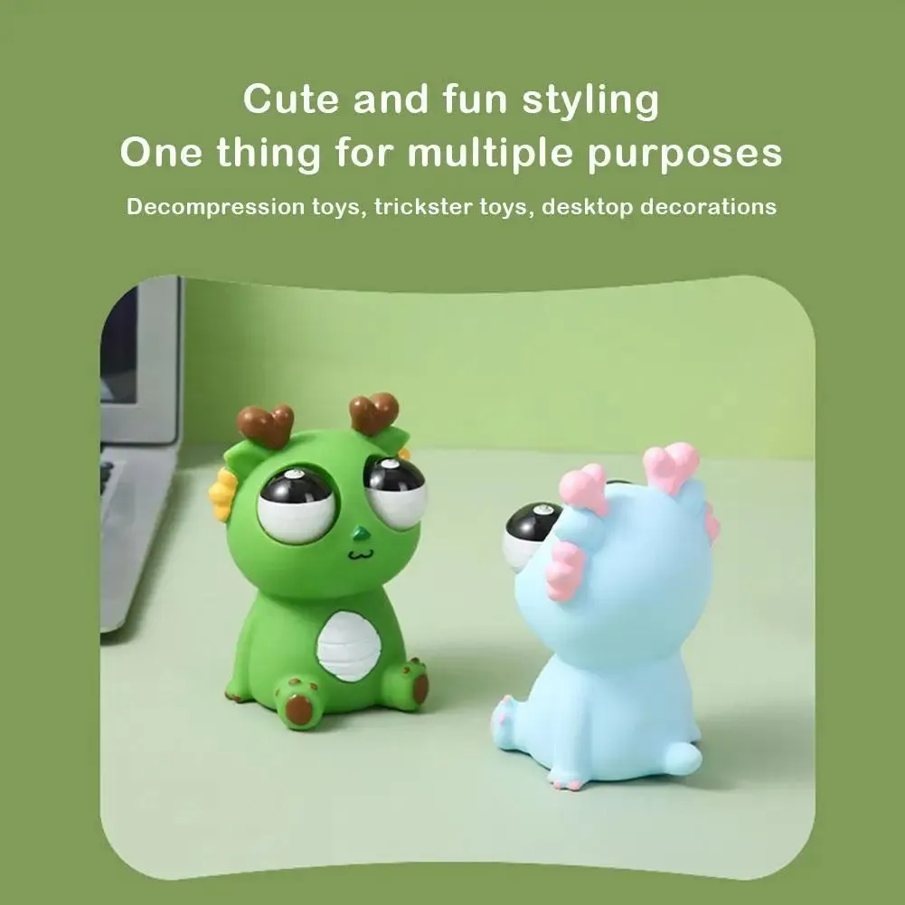 Eyeball Burst Squeeze Toy in blue colour with cute staring dragon design