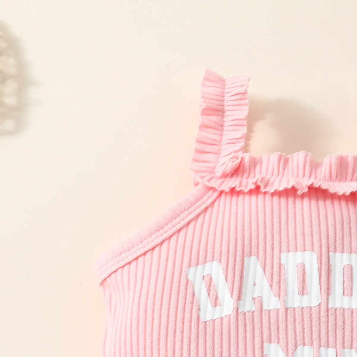 Girls summer romper three-piece set in LB345 pink with sleeveless hoodie and shorts on white background