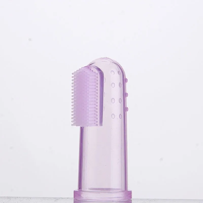 Transparent liquid silicone baby finger stall toothbrush for oral cleaning