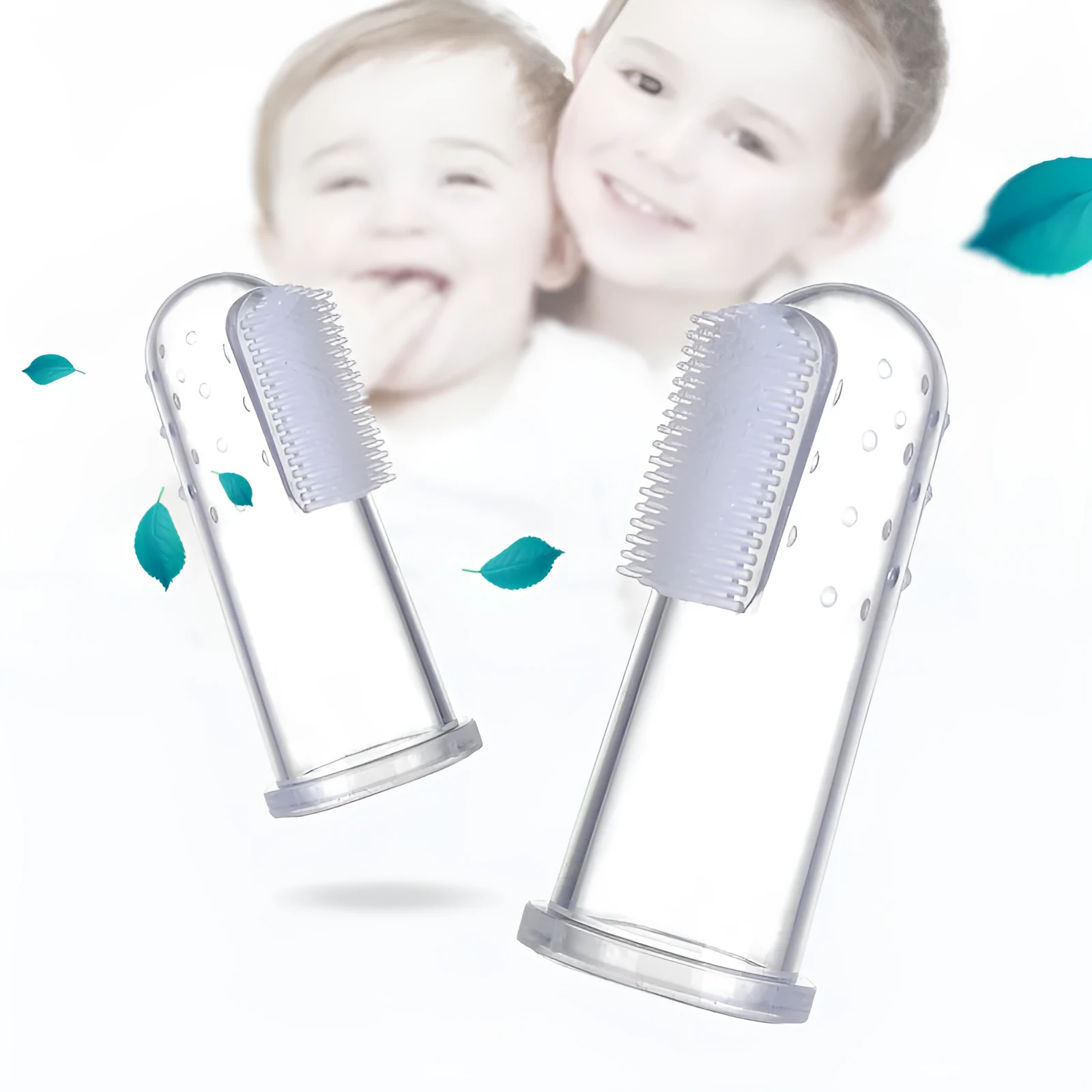 Transparent liquid silicone baby finger stall toothbrush for oral cleaning