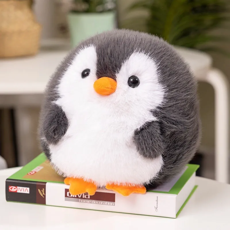 Cute rose penguin doll plush toy 20cm in black with rose decoration