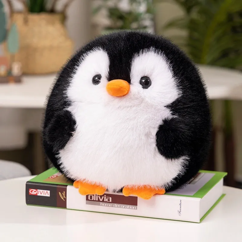 Cute rose penguin doll plush toy 20cm in black with rose decoration