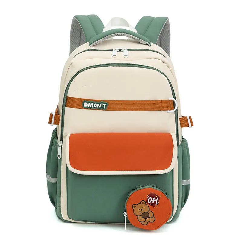 High school campus large capacity commuter backpack Oxford cloth curved shoulder straps 36-55L unisex black colour