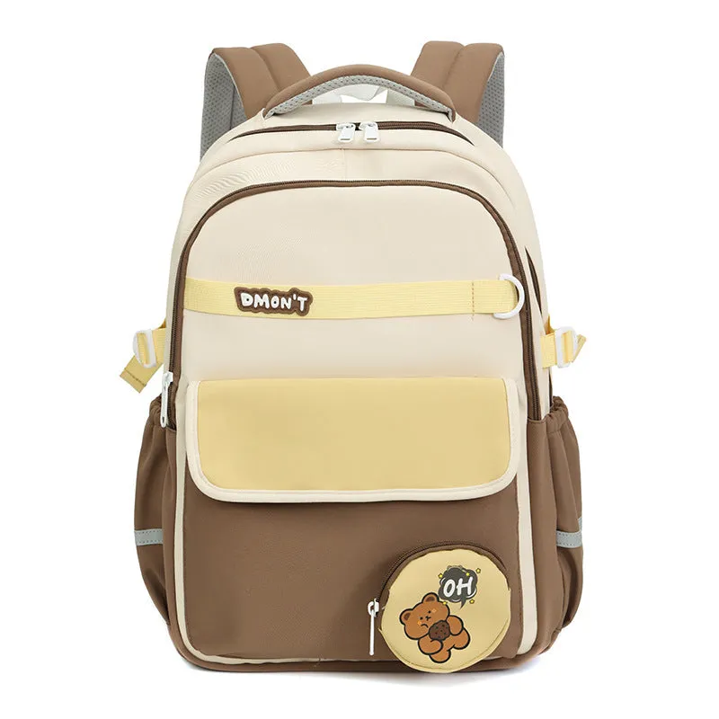 High school campus large capacity commuter backpack Oxford cloth curved shoulder straps 36-55L unisex black colour