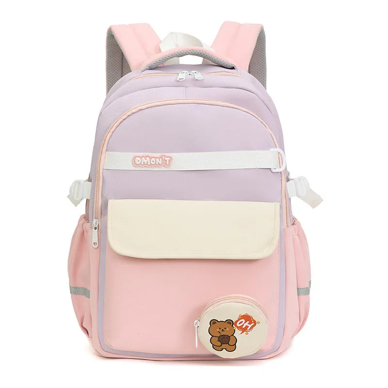High school campus large capacity commuter backpack Oxford cloth curved shoulder straps 36-55L unisex black colour
