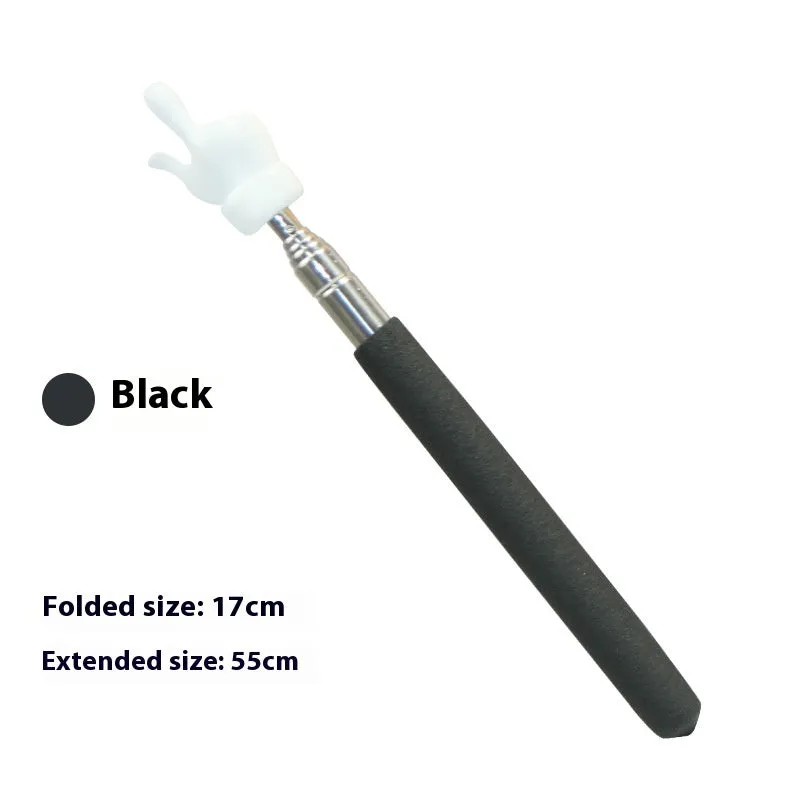 Retractable stainless steel baton children's finger reading teaching pointer in black and white fingers colour