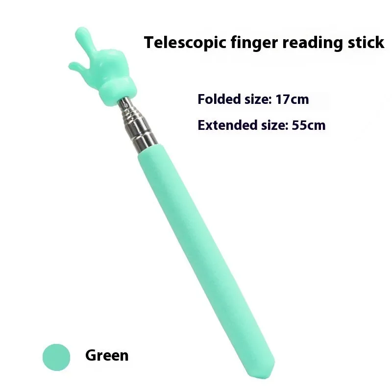 Retractable stainless steel baton children's finger reading teaching pointer in black and white fingers colour