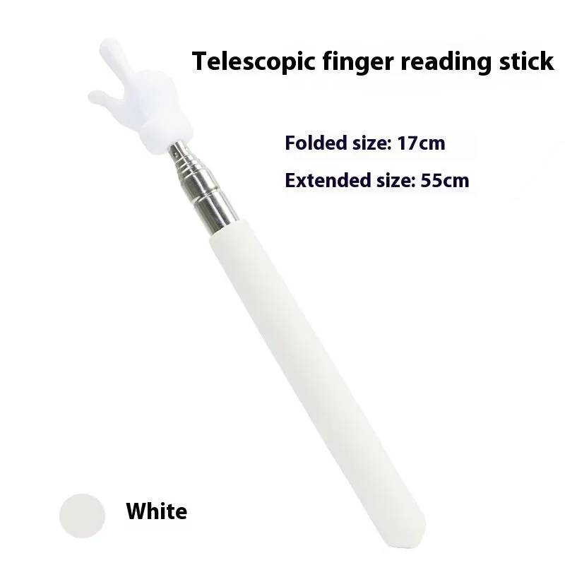 Retractable stainless steel baton children's finger reading teaching pointer in black and white fingers colour