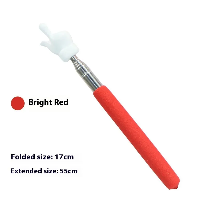 Retractable stainless steel baton children's finger reading teaching pointer in black and white fingers colour