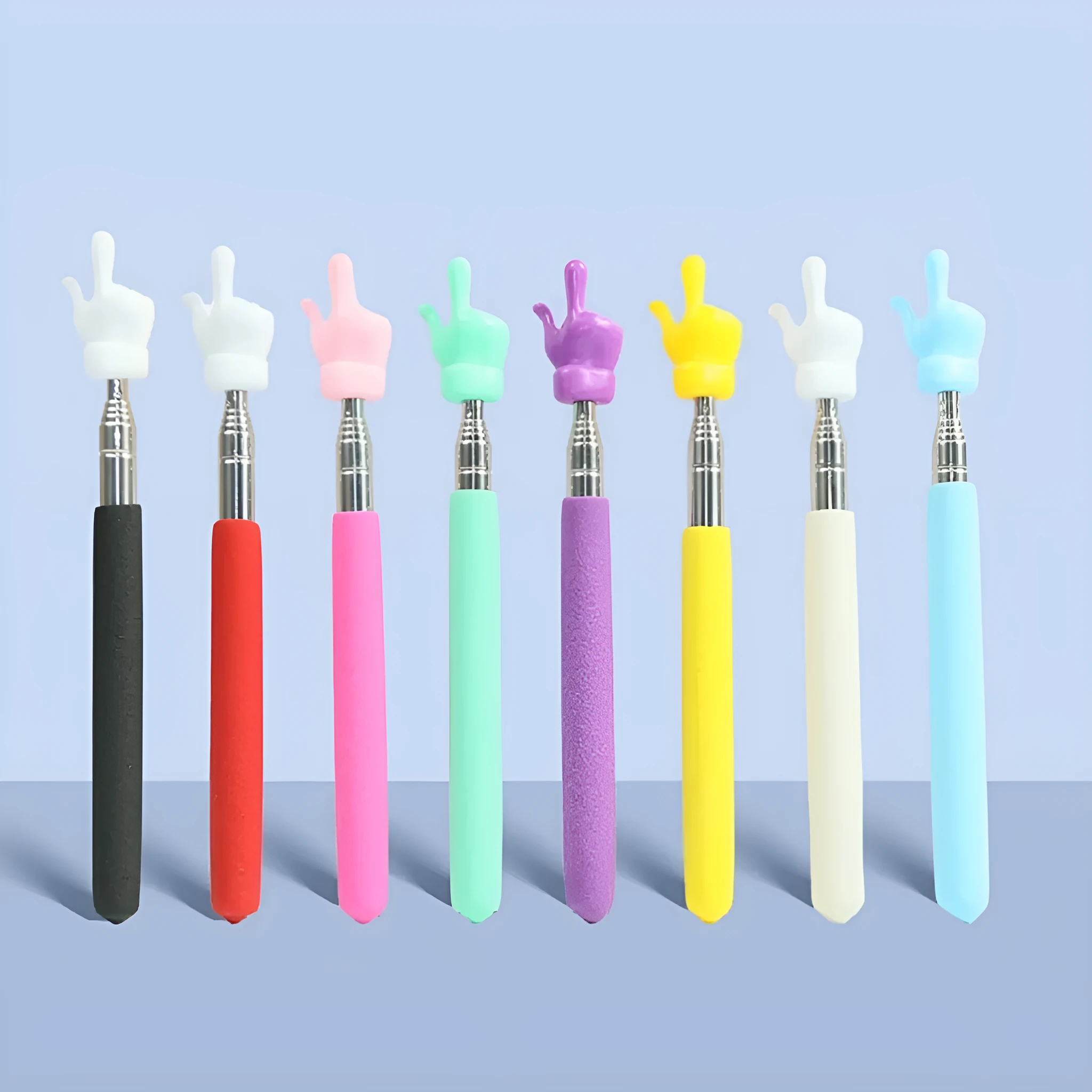 Retractable stainless steel baton children's finger reading teaching pointer in black and white fingers colour