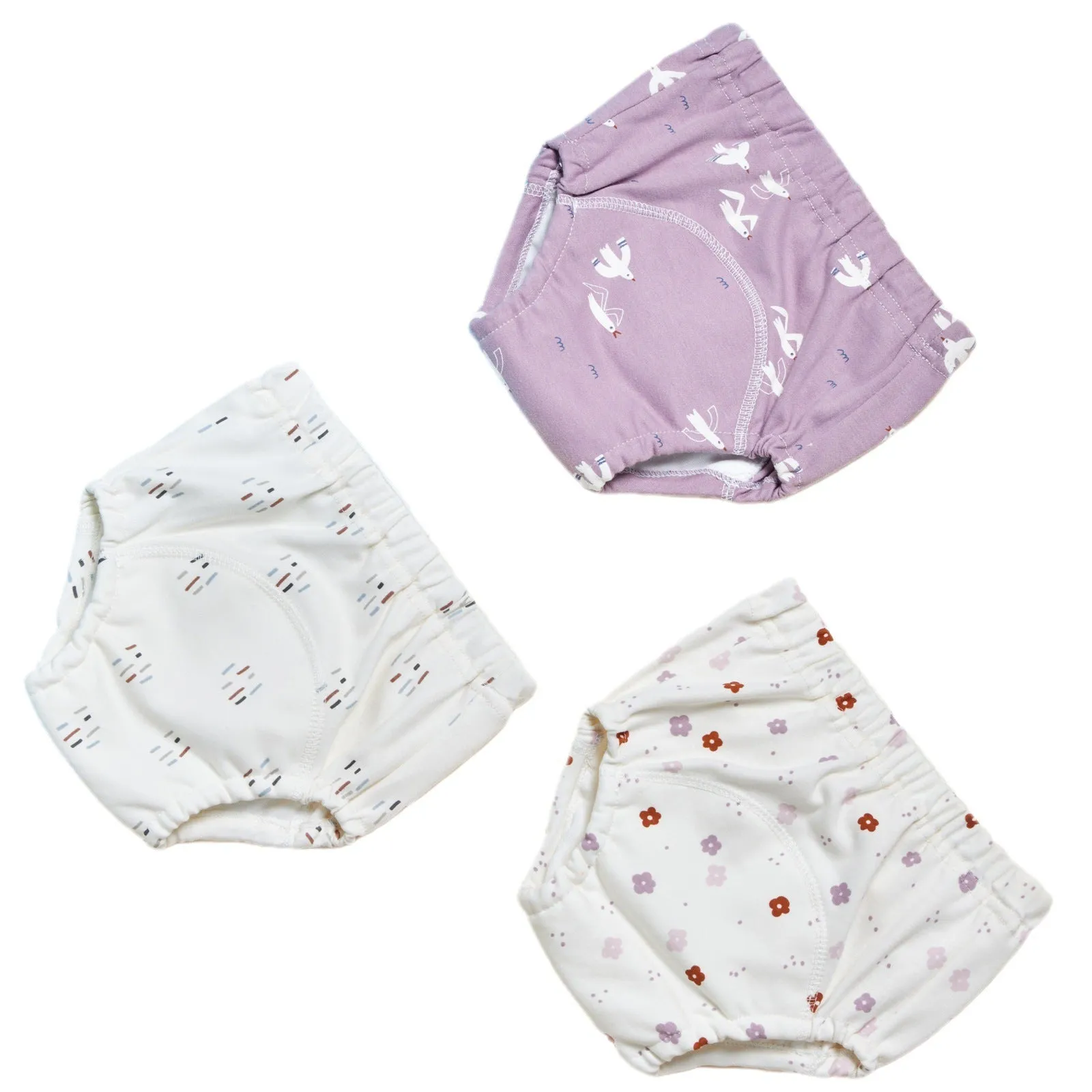 Pure cotton gauze baby training pants 3 pack in Bee series with soft elastic waist and leg openings