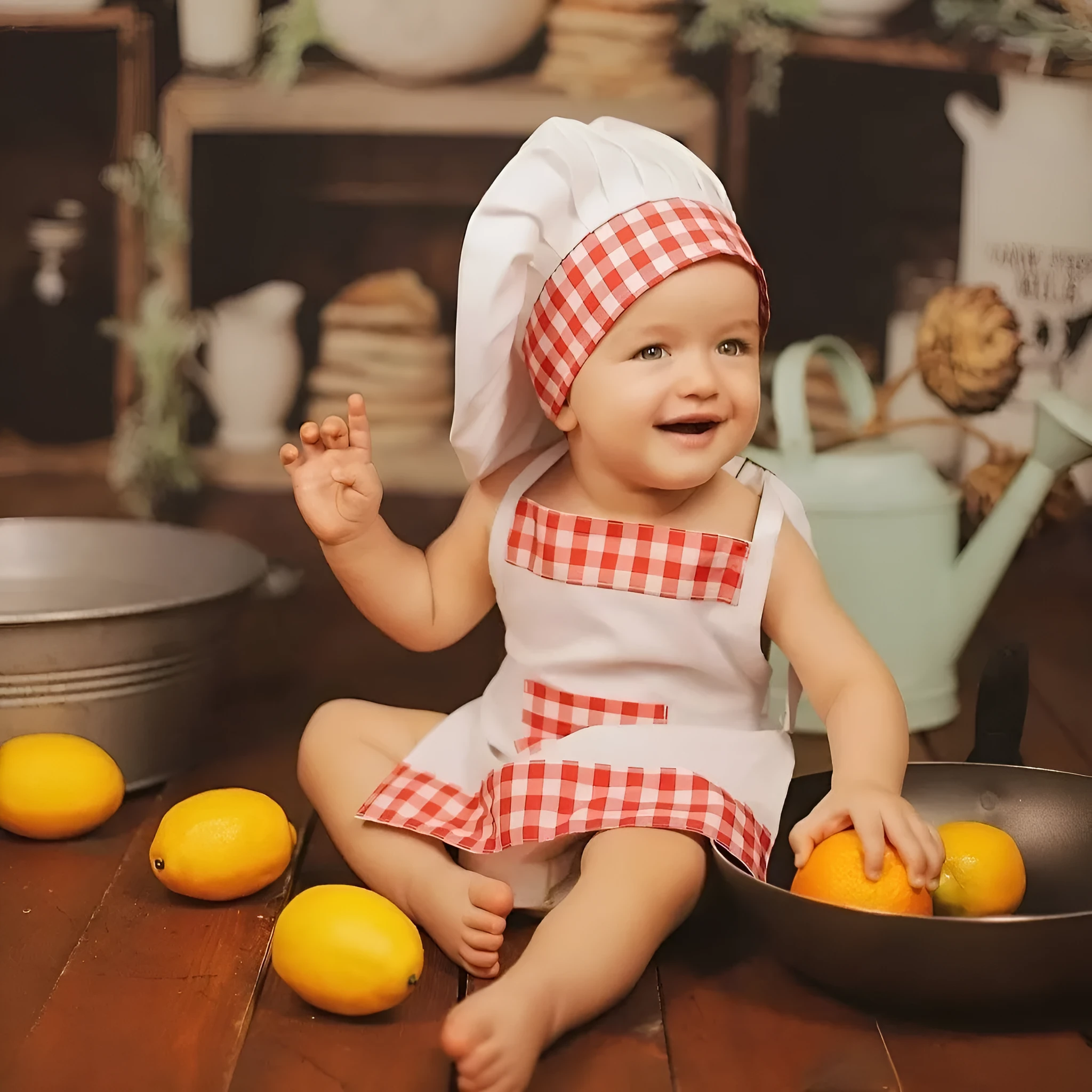 Baby photography chef costume set in sweet style polyester suit for children performance wear